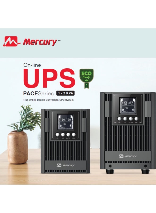 Mercury Pace Online UPS Tower, 1000VA/900W-2000VA/1800W, LCD Display, Built-in 12V/9AH Batteries, RS232, HID USB, SNMP Slot (MERCURY PACE 1000VA/900W) - Image 2